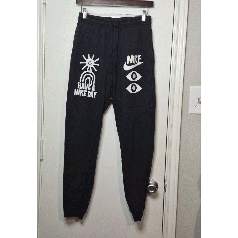NIKE Black HAVE A NICE DAY cotton blend Joggers/Sweats Men's Small Athletic